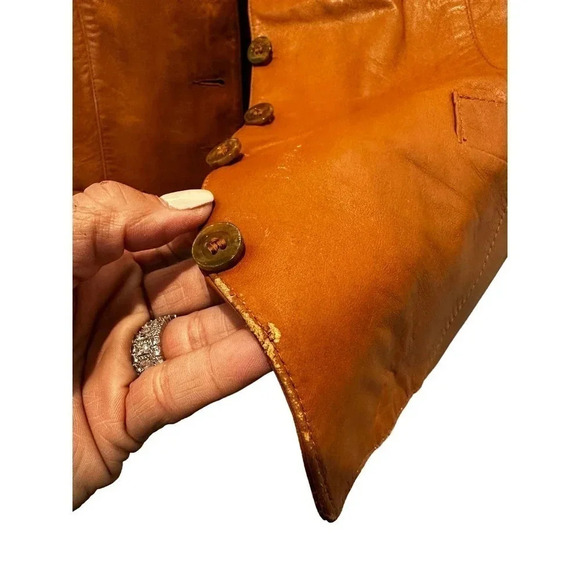 The Leatherman Of California Leather Sleeveless Button Front Vest Size 10 - Picture 9 of 9